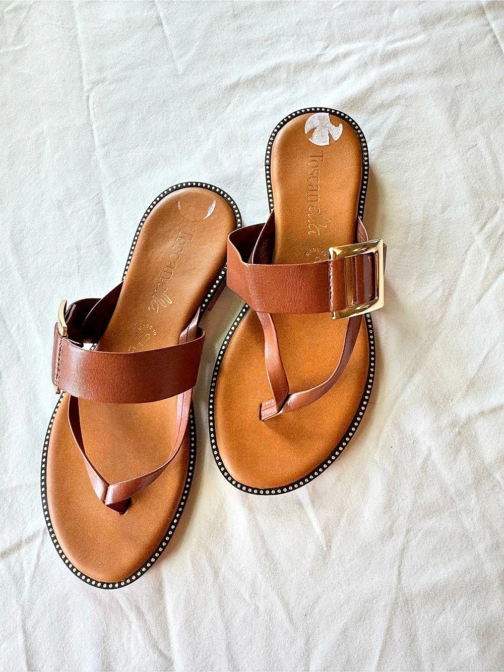 Toscanella Brown Leather Sandals Made In Italy 🇮🇹 size 8.5 US
